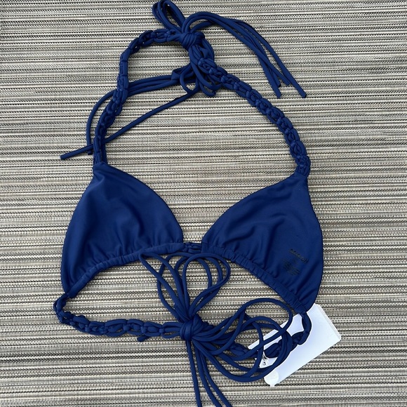 NWT Mikoh Braided Triangle Bikini Top Blue Size Small - Picture 6 of 8